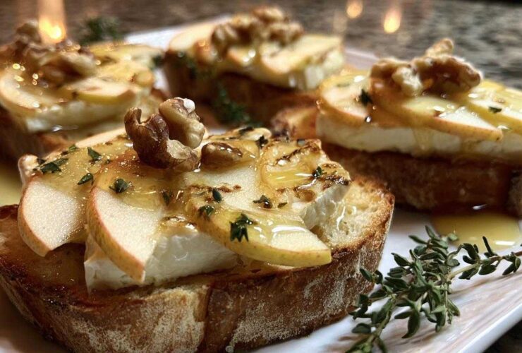 Apple Brie Crostini with Honey