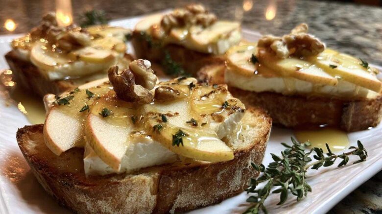 Apple Brie Crostini with Honey