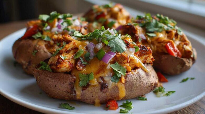 BBQ Chicken Stuffed Sweet Potatoes