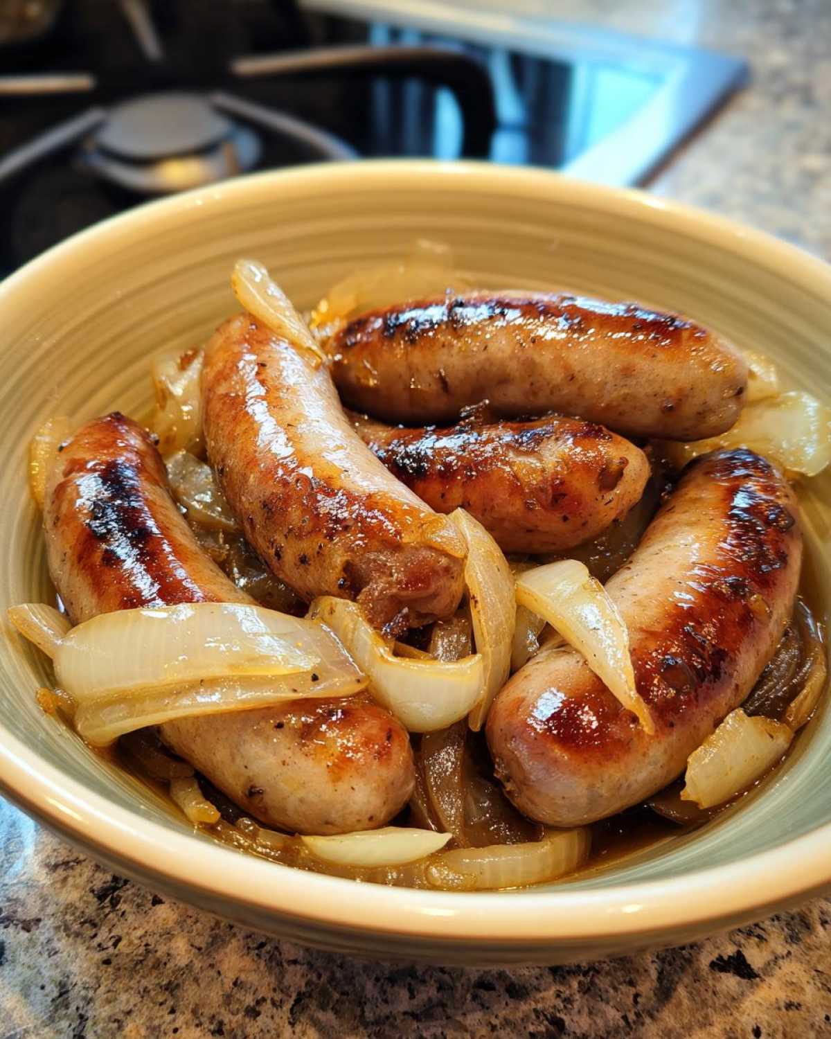 Beer-Braised Bratwurst with Onions - detail 3