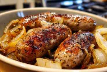 Beer-Braised Bratwurst with Onions