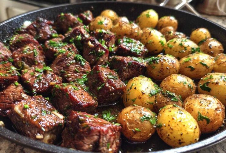 Garlic Butter Steak Bites with Potatoes