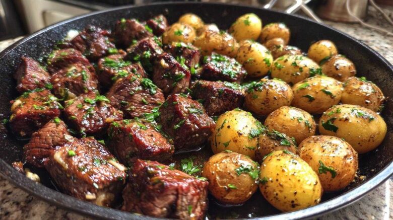 Garlic Butter Steak Bites with Potatoes