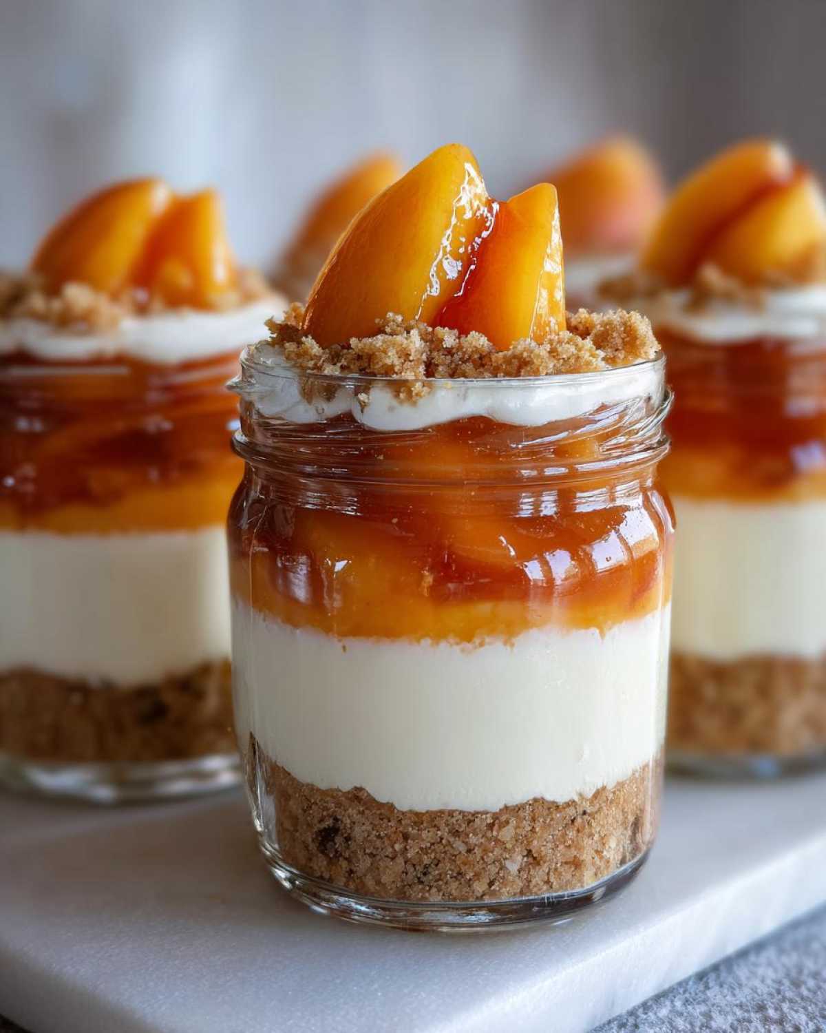 No-Bake Peach Cheesecake Jars - detail 1
