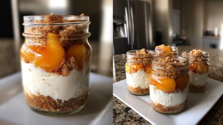 No-Bake Peach Cheesecake Jars
