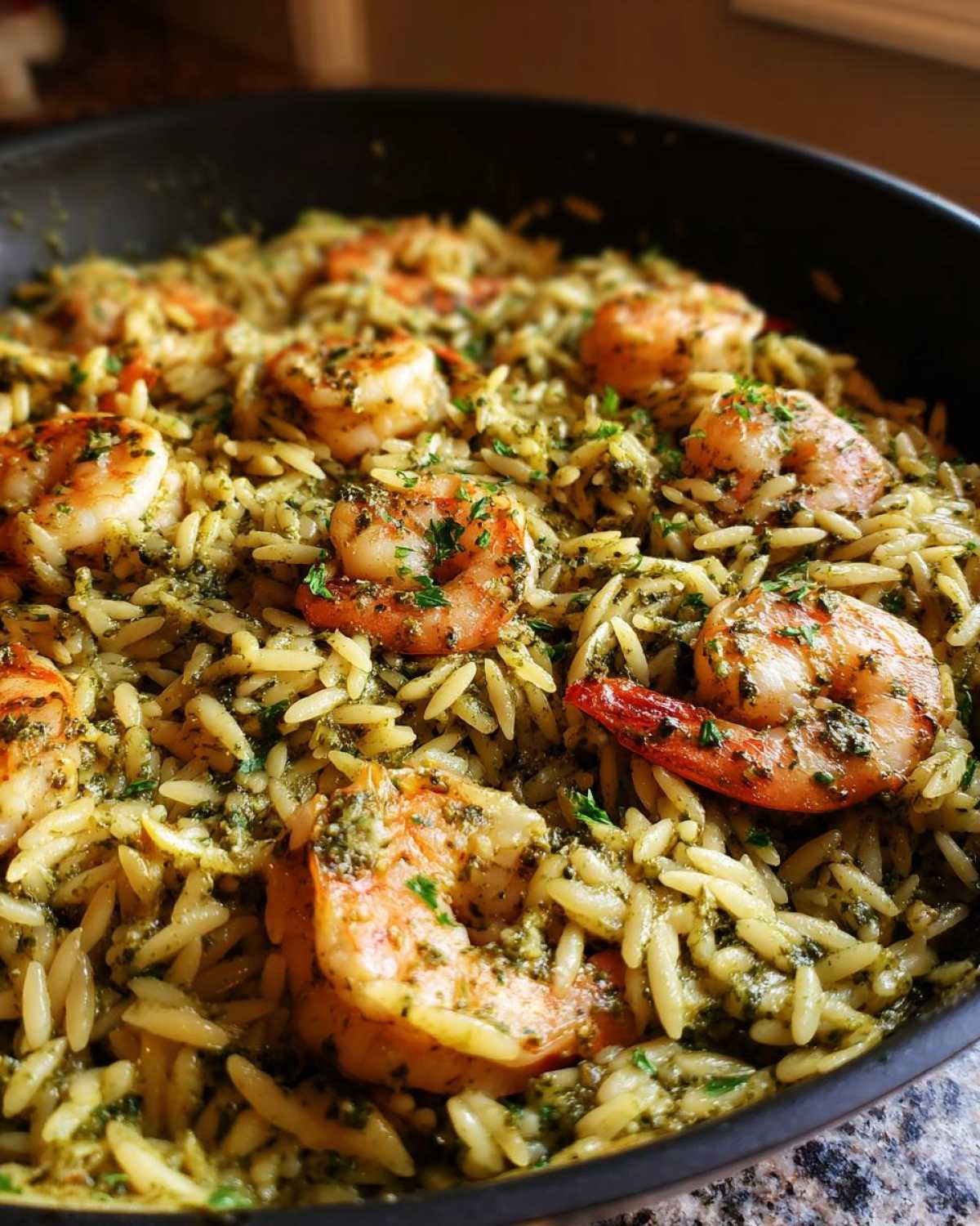 Pesto Shrimp Orzo Skillet - detail 1