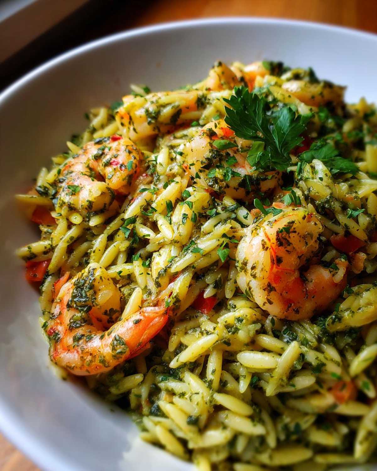 Pesto Shrimp Orzo Skillet - detail 4