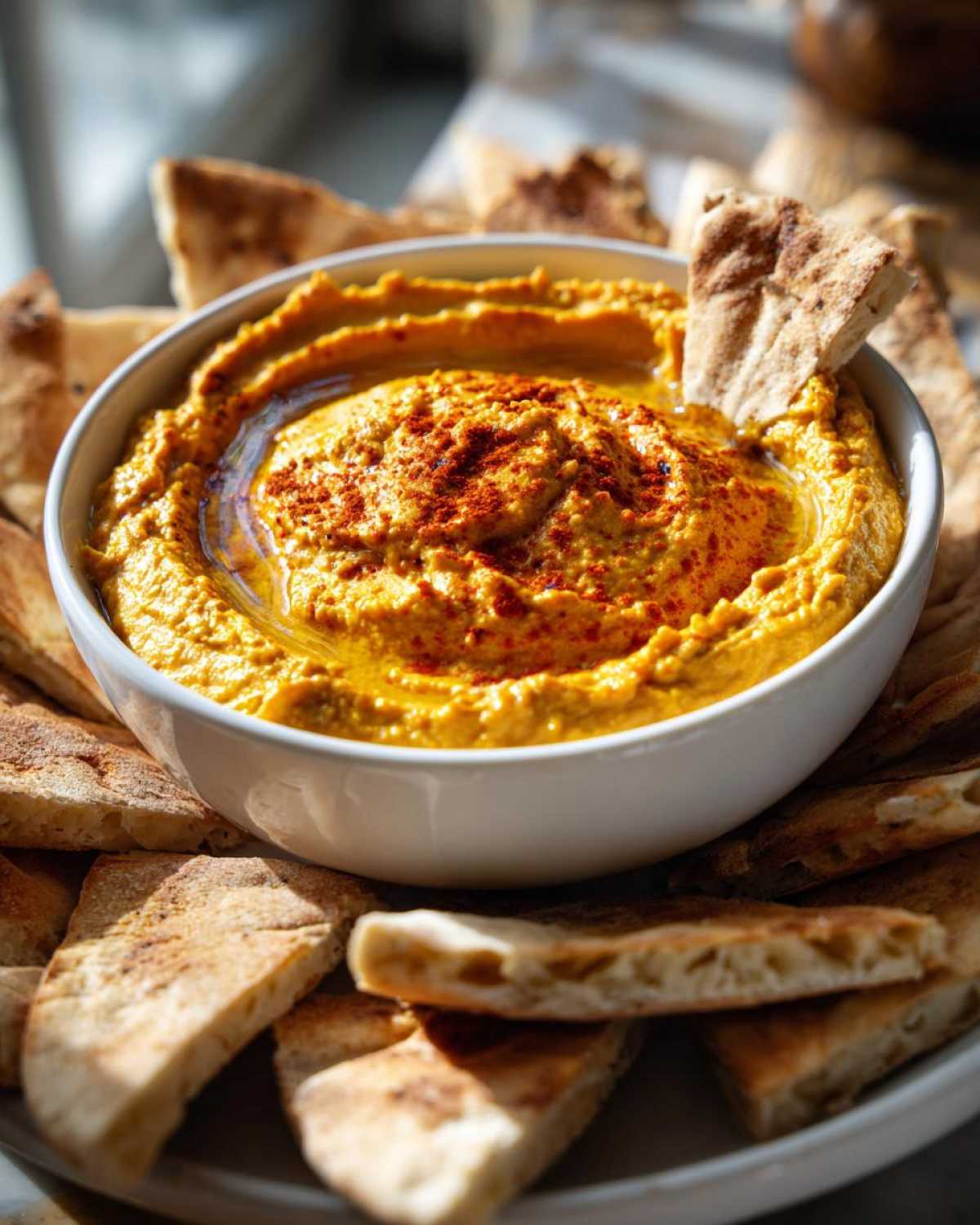 Pumpkin Hummus with Pita - detail 2