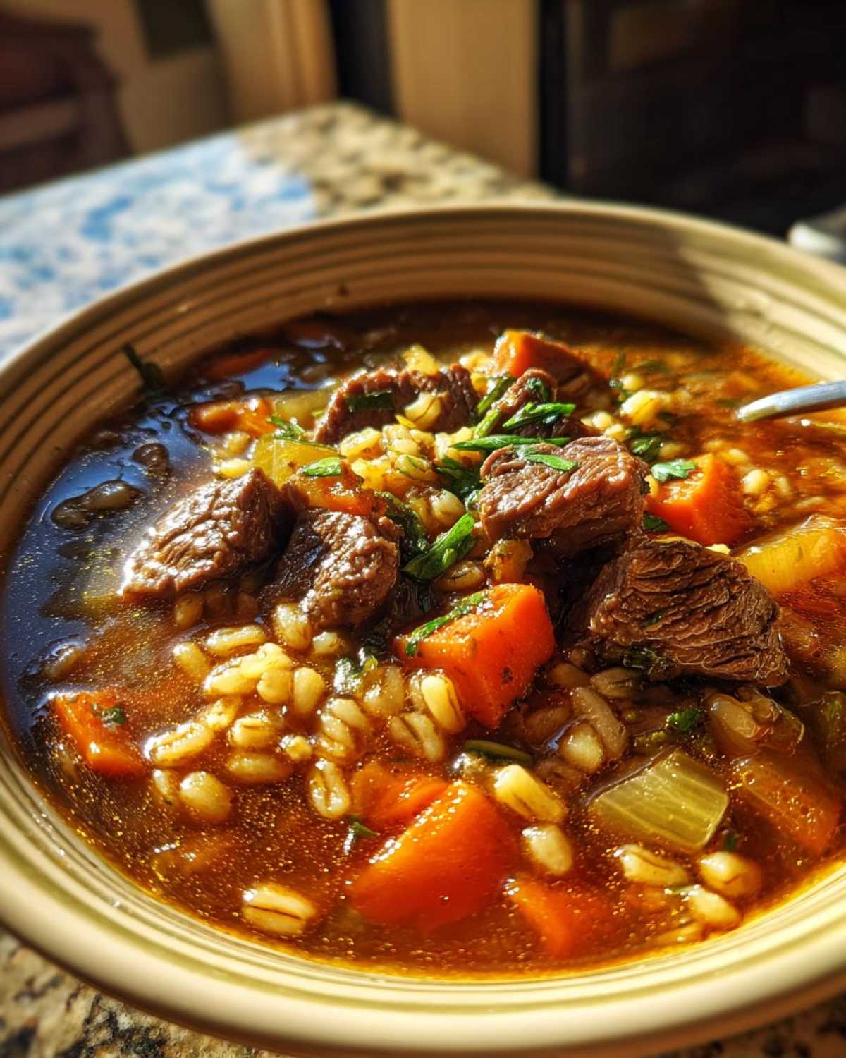 Slow Cooker Beef Barley Soup - detail 1