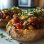 Vegetarian Chili Stuffed Potatoes